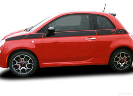 Detailed view of 2007-2020 Fiat 500 SE5 Factory STyle Upper Side Door Stripes Vinyl Graphic Kit