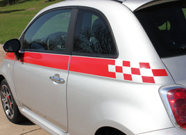 Detailed view of 2007-2020 Fiat 500 SE5 Check Side Door 3M Accent Stripes Vinyl Graphic Kit