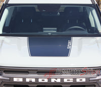 Detailed view of 2021-2026 Ford Bronco RIDER Hood Stripes Accent Decals Vinyl Graphics Kits 3M