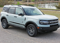 Detailed view of 2021-2026 Ford Bronco Sport BREAK Side Body Door Stripes Lower Rocker Panel Accent Decals Vinyl Graphics Kits 3M