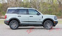 Detailed view of 2021-2026 Ford Bronco Sport BREAK Side Body Door Stripes Lower Rocker Panel Accent Decals Vinyl Graphics Kits 3M