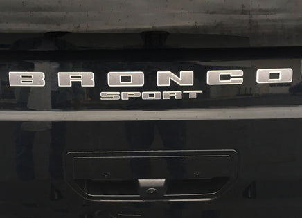 Detailed view of 2021-2026 Ford Bronco Sport LETTER TEXT Front Grill and Rear Gate Decals Accent Vinyl Graphics 3M