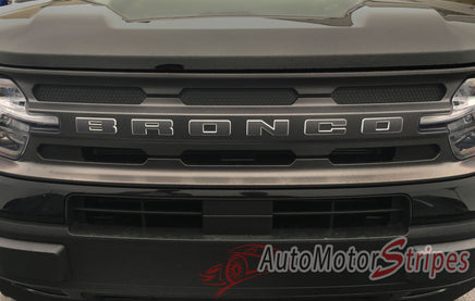 Detailed view of 2021-2026 Ford Bronco Sport LETTER TEXT Front Grill and Rear Gate Decals Accent Vinyl Graphics 3M