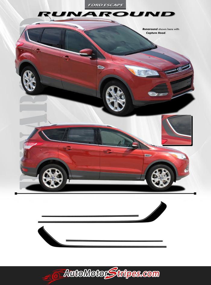 2013-2019 Ford Escape Vinyl Graphics Side Door Decals Stripes RUNAROUND ...