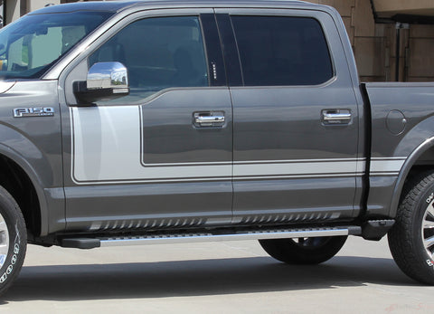 2009-2014 and 2015-2020 Ford F-150 Force One Factory Style Hockey Stick Side Vinyl Decal Graphic - Solid Option