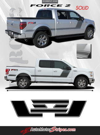 2009-2014 and 2015-2017 2018 2019 2020 Ford F-150 Force Two Factory Style Hockey Stick Side Vinyl Decal Graphic Stripes