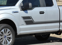 Detailed view of 2015-2020 Ford F-150 Eliminator Side Door Panel Hockey Stick Style Vinyl Graphics Decals 3M Stripes Kit
