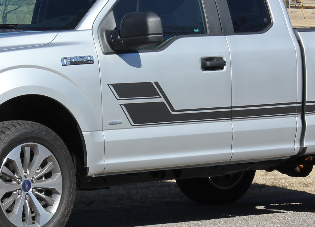 2015-2020 Ford F-150 Eliminator Side Door Panel Hockey Stick Style Vinyl Graphics Decals 3M Stripes Kit