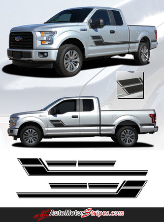 2015-2020 Ford F-150 Eliminator Side Door Panel Hockey Stick Style Vinyl Graphics Decals 3M Stripes Kit