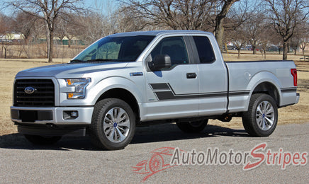 Driver Side for 2015 2016 2017 2018 Ford F-150 Eliminator Side Door Panel Hockey Stick Style Vinyl Graphics Decals 3M Stripes Kit