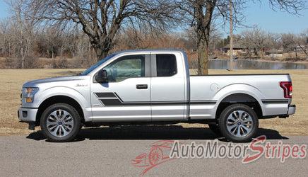 Driver Side Profile for 2017 Ford F-150 Eliminator Side Door Panel Hockey Stick Style Vinyl Graphics Decals 3M Stripes Kit