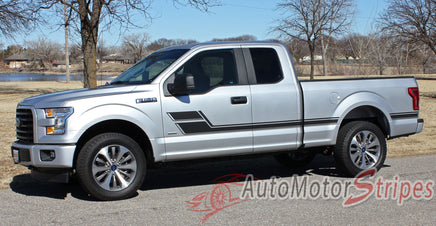 Driver Side Front for 2015 Ford F-150 Eliminator Side Door Panel Hockey Stick Style Vinyl Graphics Decals 3M Stripes Kit