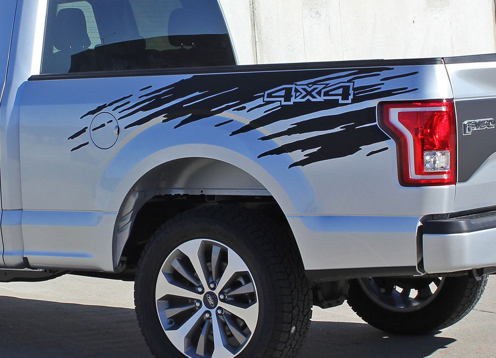 2015-2020 Ford F-150 Rip Truck Bed Mudslinger Style Side Vinyl Graphic Decals 3M Stripes Kit
