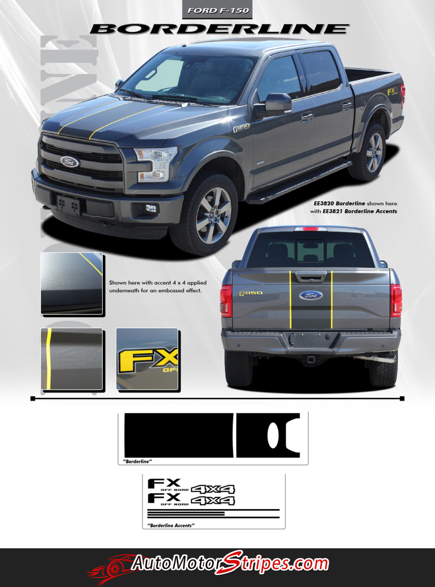 2015-2020 Ford F-150 Graphics Borderline Door Vinyl Stripe Decals 3M ...
