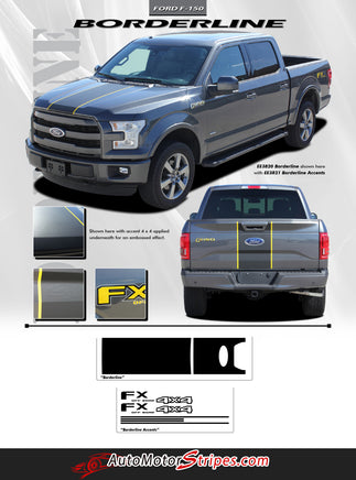2019 2020 Ford F-150 Borderline Center Racing Stripe w/ Outline Vinyl Decal Graphic 3M Stripes