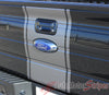 2009 - 2014 Ford F-150 Center Stripe Factory Style Vinyl Decal - Tailgate View with Silver Metallic on Black Paint