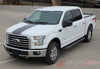 2018 2019 Ford F-150 Center Stripe Factory Style Vinyl Decal Graphic - Full View Dark Charcoal Metallic on White Paint