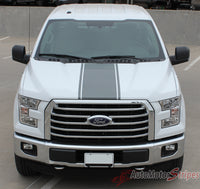 2015-2017 Ford F-150 Center Stripe Factory Style Vinyl Decal Graphic - Full View Dark Charcoal Metallic on White Paint