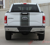 Ford F-150 Center Stripe Factory Style Vinyl Decal Graphic - Full View Dark Charcoal Metallic on White Paint