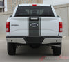 Ford F-150 Center Stripe Factory Style Vinyl Decal Graphic - Full View Dark Charcoal Metallic on White Paint