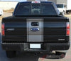 2009 - 2014 Ford F-150 Center Stripe Factory Style Vinyl Decal - Tailgate View with Silver Metallic on Black Paint