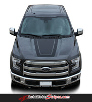 Detailed view of 2015-2020 Ford F-150 Quake Hood Factory Tremor FX Style Hood Vinyl Decal Graphic