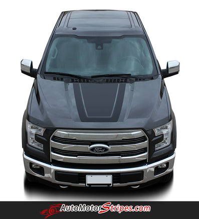Detailed view of 2015-2020 Ford F-150 Quake Hood Factory Tremor FX Style Hood Vinyl Decal Graphic