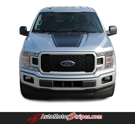 2015-2020 Ford F-150 Speedway Hood Blackout Lead Foot Stripes Decals Vinyl Graphic 3M