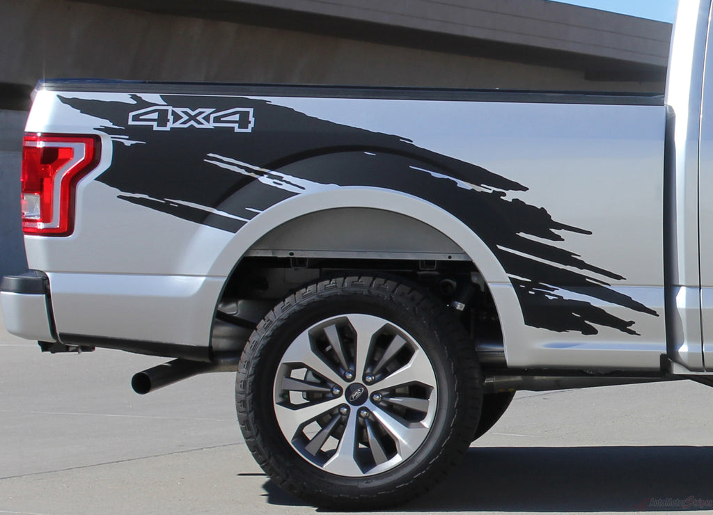2015-2020 Ford F-150 Torn Truck Bed Mudslinger Style Side Vinyl Graphic Decals 3M Stripes Kit