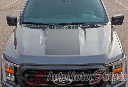 Detailed view of 2021-2026 Ford F-150 Hood Stripes Vinyl Hood Spears Decals 3M Graphics - SWAY HOOD