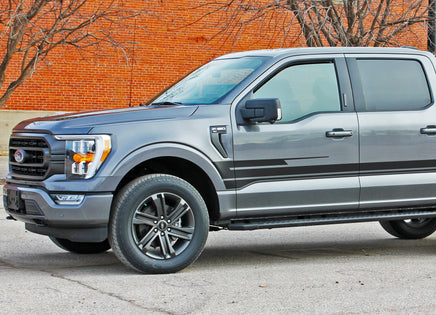 Detailed view of 2021-2026 Ford F-150 Side Door Stripes Vinyl Body Decals 3M Graphics - SWAY and SWAY XL
