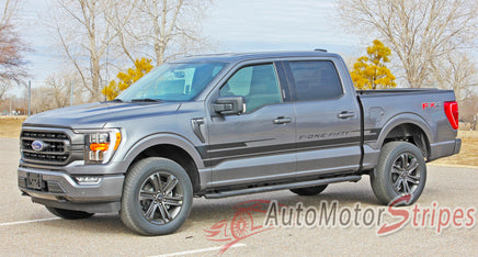 Detailed view of 2021-2026 Ford F-150 Side Door Stripes Vinyl Body Decals 3M Graphics - SWAY and SWAY XL