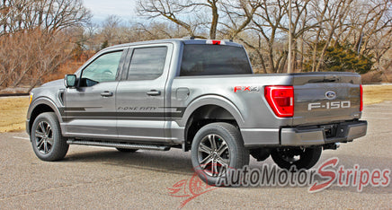 Detailed view of 2021-2026 Ford F-150 Side Door Stripes Vinyl Body Decals 3M Graphics - SWAY and SWAY XL
