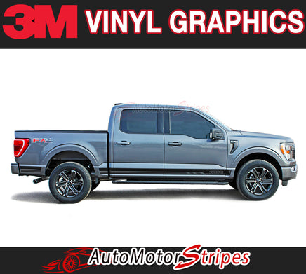 Detailed view of 2021-2026 Ford F-150 Rocker 3 Three Lower Rocker Stripes Vinyl Decal 3M Graphics