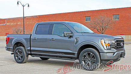 Detailed view of 2021-2026 Ford F-150 Rocker 3 Three Lower Rocker Stripes Vinyl Decal 3M Graphics