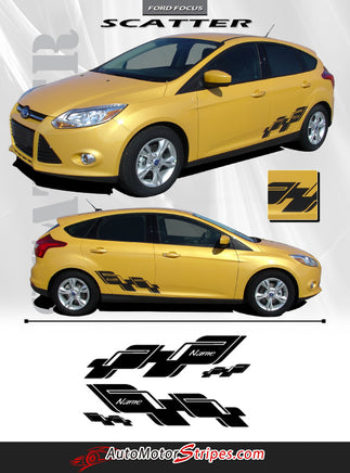 2012-2017 Ford Focus Scatter Lower Side Door Vinyl Graphic Decals 3M Stripes