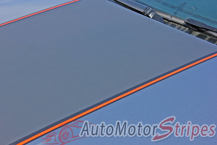 Detailed view of 2018-2023 Ford Mustang Mach 1 Style Racing Stripes Supersonic Digital Print Rally Stripes Center Wide Vinyl Graphics 3M Decals