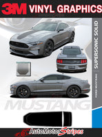 Detailed view of 2018-2023 Ford Mustang Mach 1 Style Racing Stripes Supersonic Rally Stripes Center Wide Vinyl Graphics 3M Decals