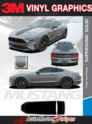 Detailed view of 2018-2023 Ford Mustang Mach 1 Style Racing Stripes Supersonic Rally Stripes Center Wide Vinyl Graphics 3M Decals