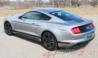 Detailed view of 2018-2023 Ford Mustang Mach 1 Style Racing Stripes Supersonic Digital Print Rally Stripes Center Wide Vinyl Graphics 3M Decals