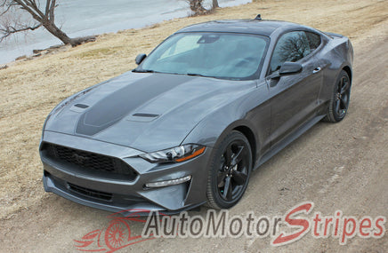 Detailed view of 2018-2023 Ford Mustang Mach 1 Style Racing Stripes Supersonic Rally Stripes Center Wide Vinyl Graphics 3M Decals