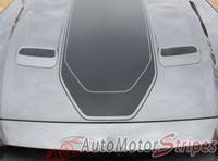 Detailed view of 2018-2023 Ford Mustang Mach 1 Style Racing Stripes Supersonic Rally Stripes Center Wide Vinyl Graphics 3M Decals