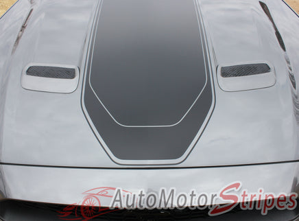 Detailed view of 2018-2023 Ford Mustang Mach 1 Style Racing Stripes Supersonic Rally Stripes Center Wide Vinyl Graphics 3M Decals