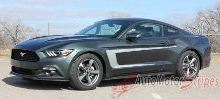 Detailed view of 2015-2017 Ford Mustang Reverse C-Stripe Boss 302 Style Side Stripes Vinyl Graphics - Driver Side View