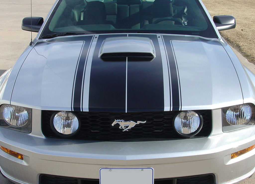 2005-2009 Ford Mustang Fastback 2 Side and Hood 302 Boss Style Vinyl Decal Graphics