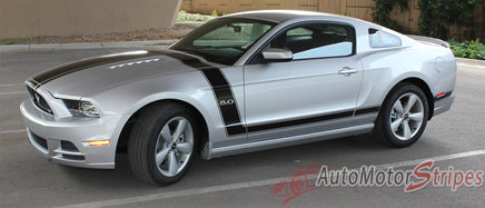 2013 2014 Ford Mustang Prime 1 Boss 302 Style Hood and Side Vinyl Graphics - Driver View
