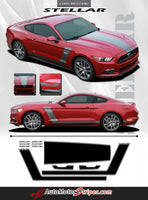 Detailed view of 2015-2017 Ford Mustang Stellar Boss 302 Factory OEM Style Hood and Side Stripes Vinyl Graphics 3M Decals