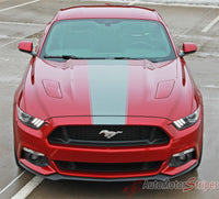 Detailed view of 2015-2017 Ford Mustang Stellar Boss 302 Factory OEM Style Hood and Side Stripes Vinyl Graphics 3M Decals - Front Hood View