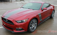 Detailed view of 2015-2017 Ford Mustang Stellar Boss 302 Factory OEM Style Hood and Side Stripes Vinyl Graphics 3M Decals - Front View