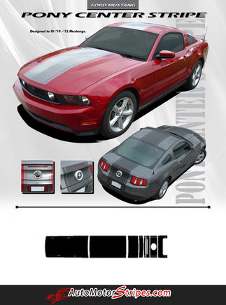 2010 - 2012 Ford Mustang Pony Center Wide Racing Rally Stripes Vinyl Graphics 3M Decals Package